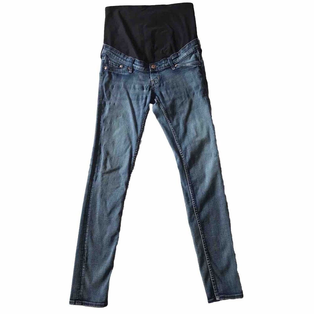 H&M & Denim Maternity Jeans Pant SZ 8 Blue Skinny High Rib Mama Stretch Tummy